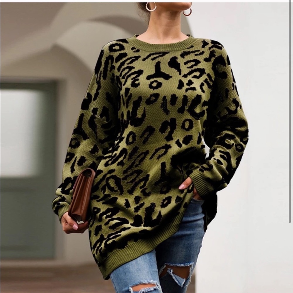 Green Leopard Sweater